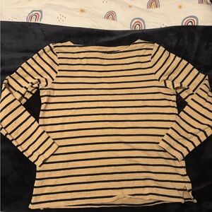 Cleo Tan and Black Striped Long Sleeve Kids Tee